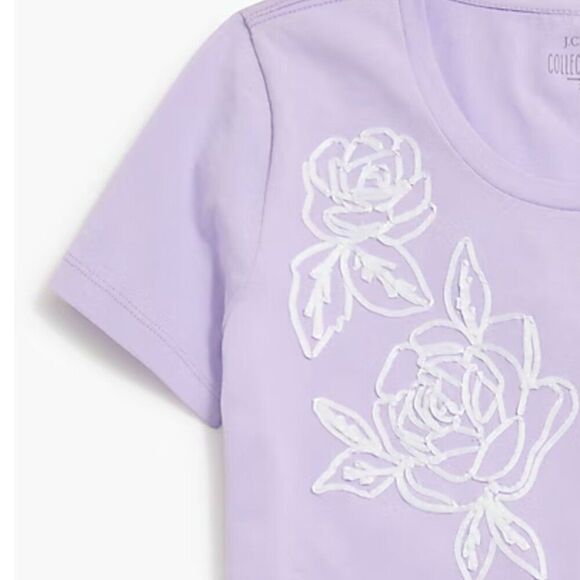 J. Crew Factory Cg033 Purple Embroidered flower graphic tee size M. NWT - Picture 2 of 12